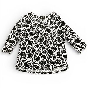 Carolyn Taylor | Black and White Abstract Blouse | Size Large